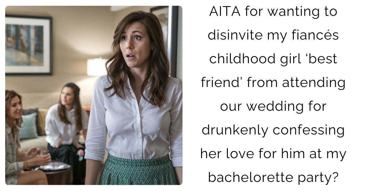 AITA for wanting to disinvite my fiancés childhood girl ‘best friend’ from attending our wedding for drunkenly confessing her love for him at my bachelorette party?