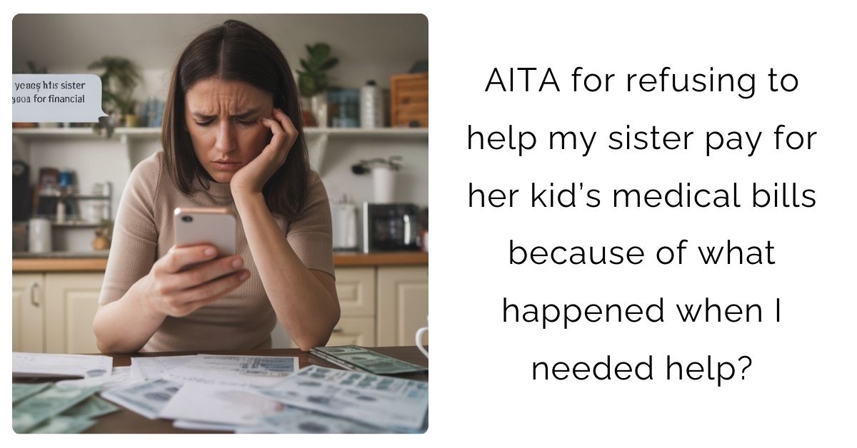 AITA for refusing to help my sister pay for her kid’s medical bills because of what happened when I needed help?