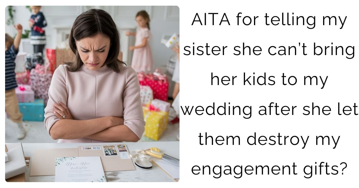 AITA for telling my sister she can’t bring her kids to my wedding after she let them destroy my engagement gifts?