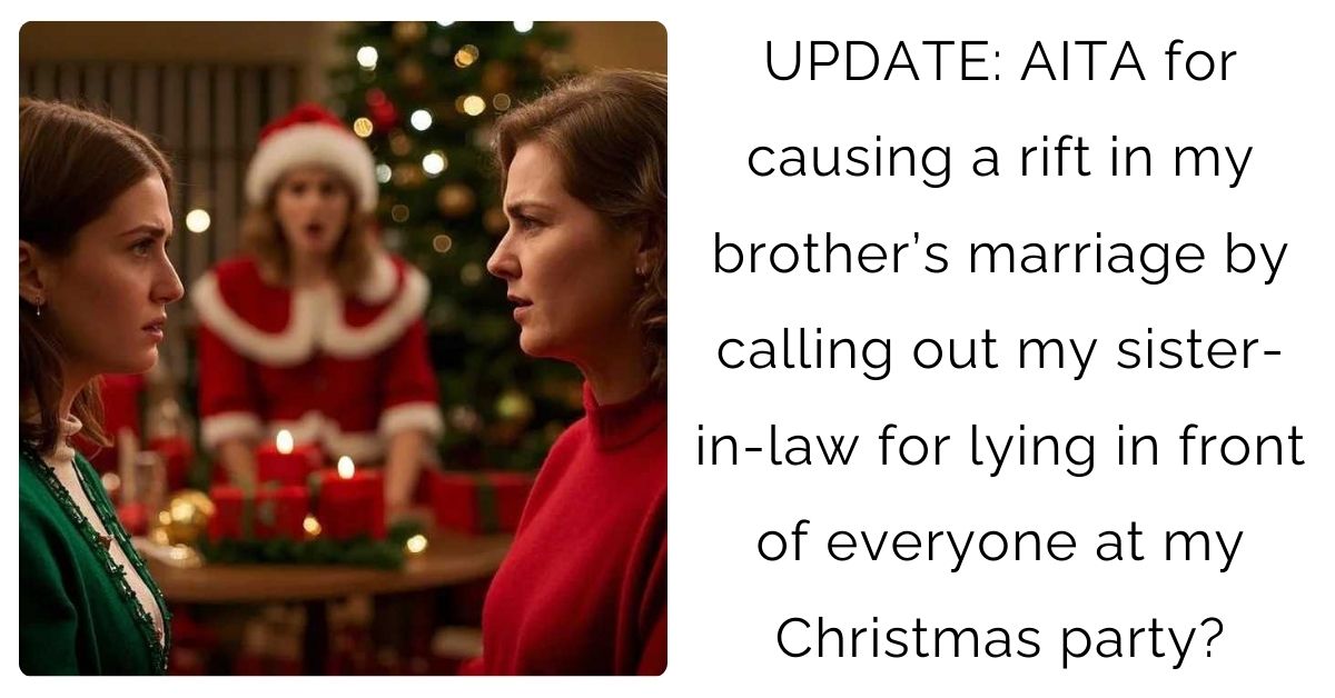 UPDATE: AITA for causing a rift in my brother’s marriage by calling out my sister-in-law for lying in front of everyone at my Christmas party?