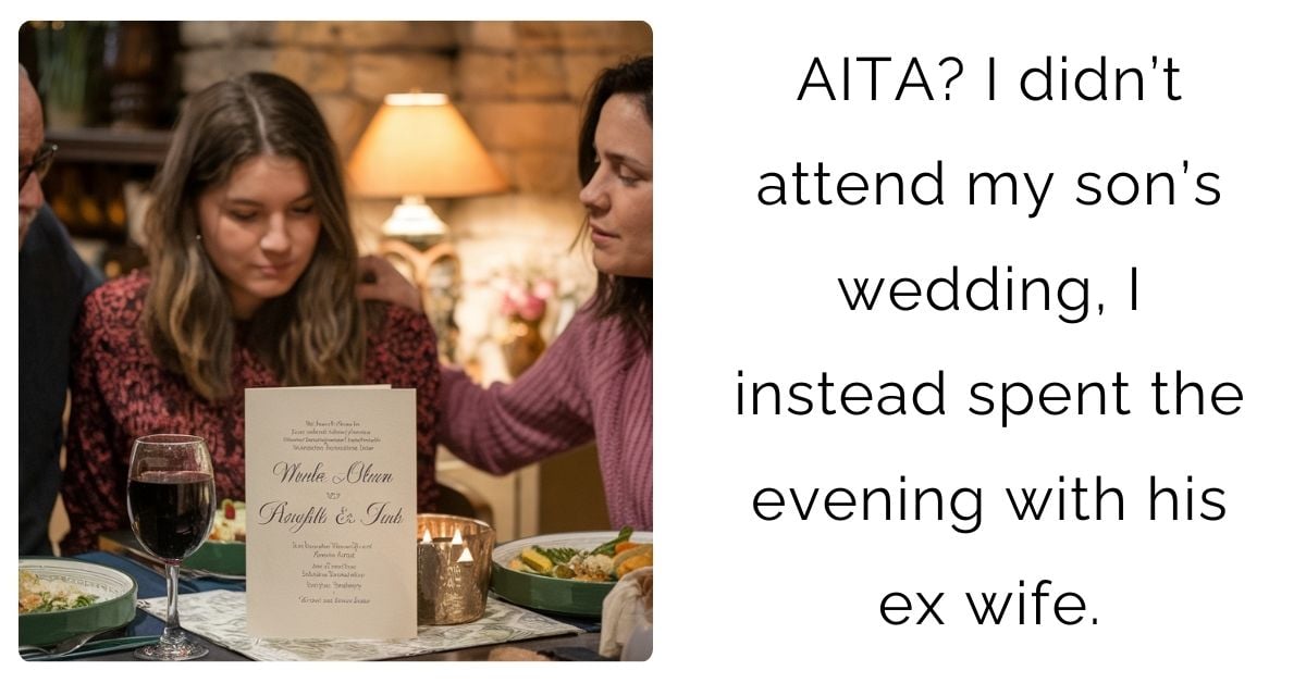 AITA? I didn’t attend my son’s wedding, I instead spent the evening with his ex wife?