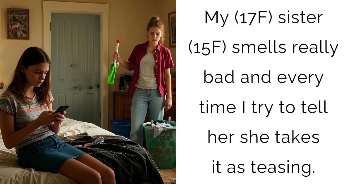 My (17F) sister (15F) smells really bad and every time I try to tell her she takes it as teasing.