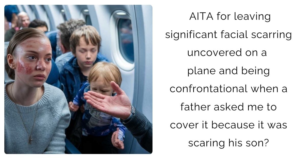 AITA for leaving significant facial scarring uncovered on a plane and being confrontational when a father asked me to cover it because it was scaring his son?