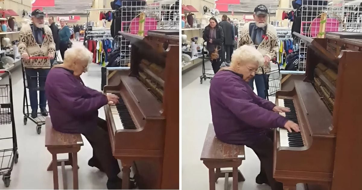 Elderly Woman’s Piano Skills Shine In Thrift Store