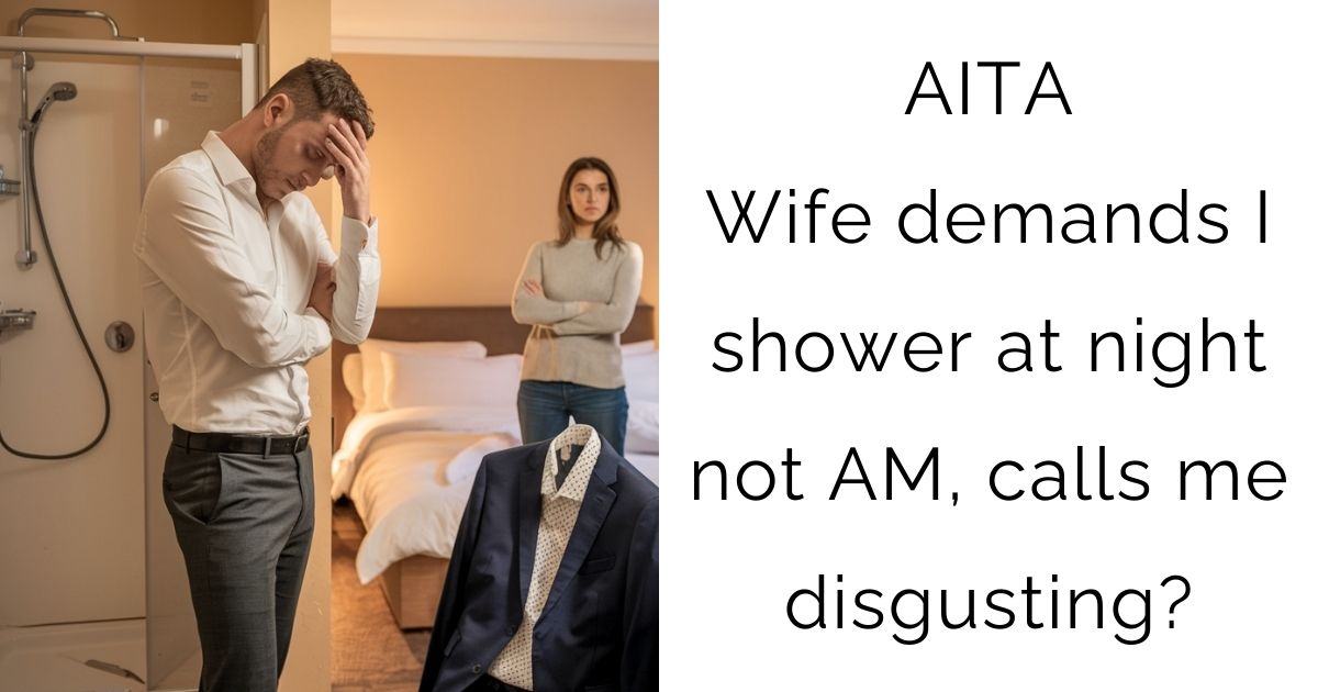 AITA – Wife demands I shower at night not AM, calls me disgusting?